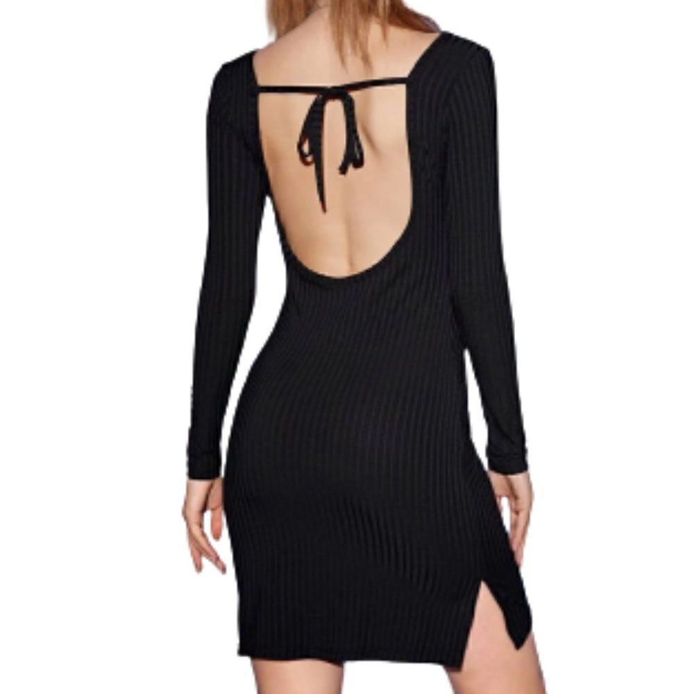 Ribbed Bodycon Dress Long Sleeve Small Med